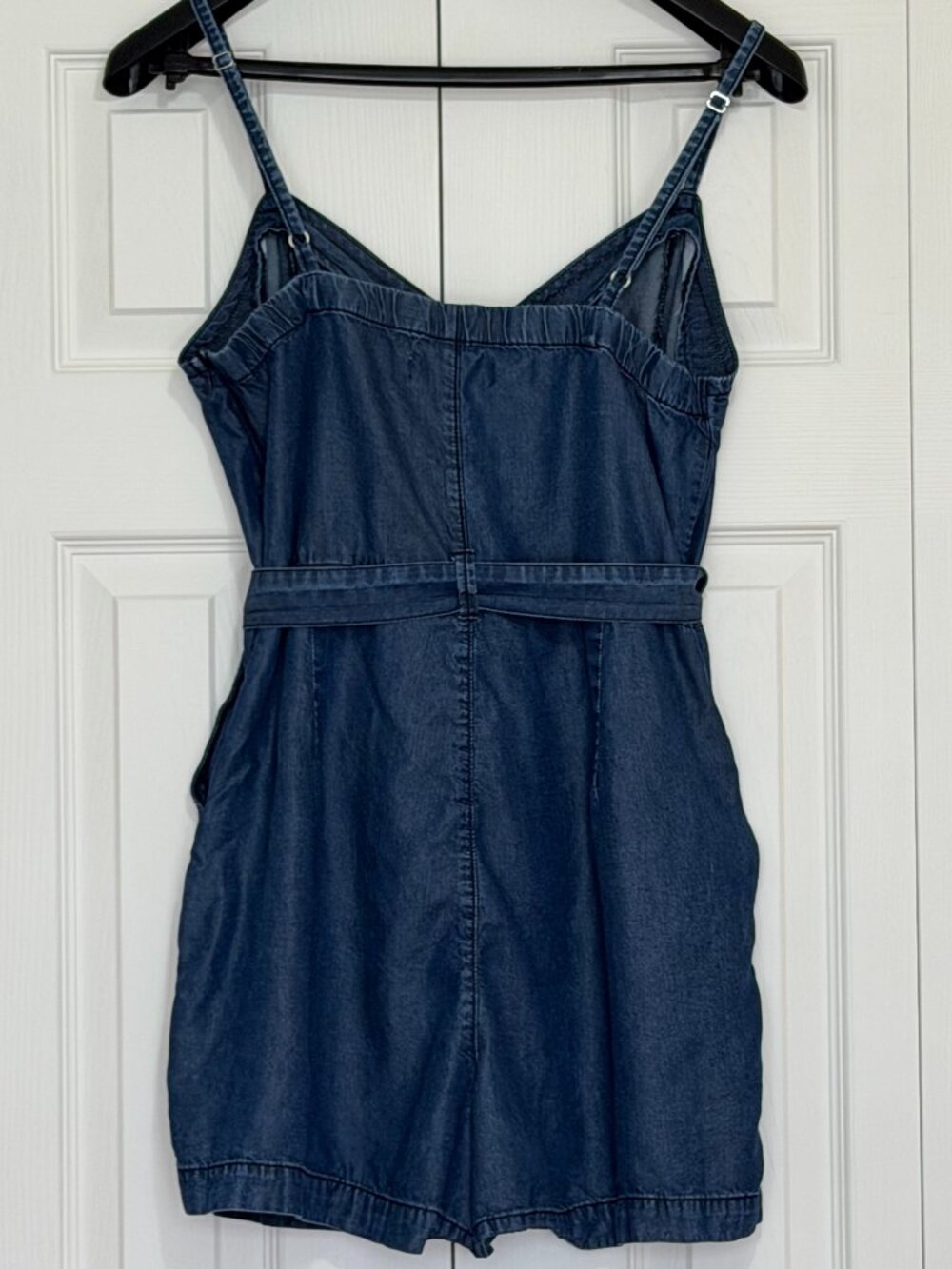 Dynamite Blue Denim Jumpsuit with Straps and Buttons - Picture 2 of 11